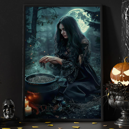 The Witch's Secret Halloween Canvas Painting, Spooky Season Wall Art Decor, Halloween Poster Gift For Witch Lovers