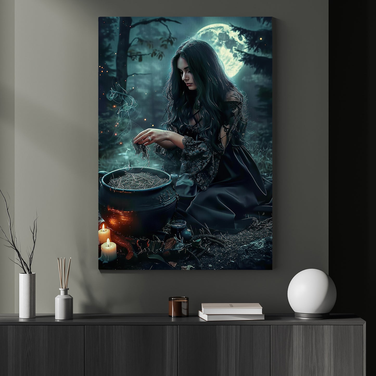 The Witch's Secret Halloween Canvas Painting, Spooky Season Wall Art Decor, Halloween Poster Gift For Witch Lovers