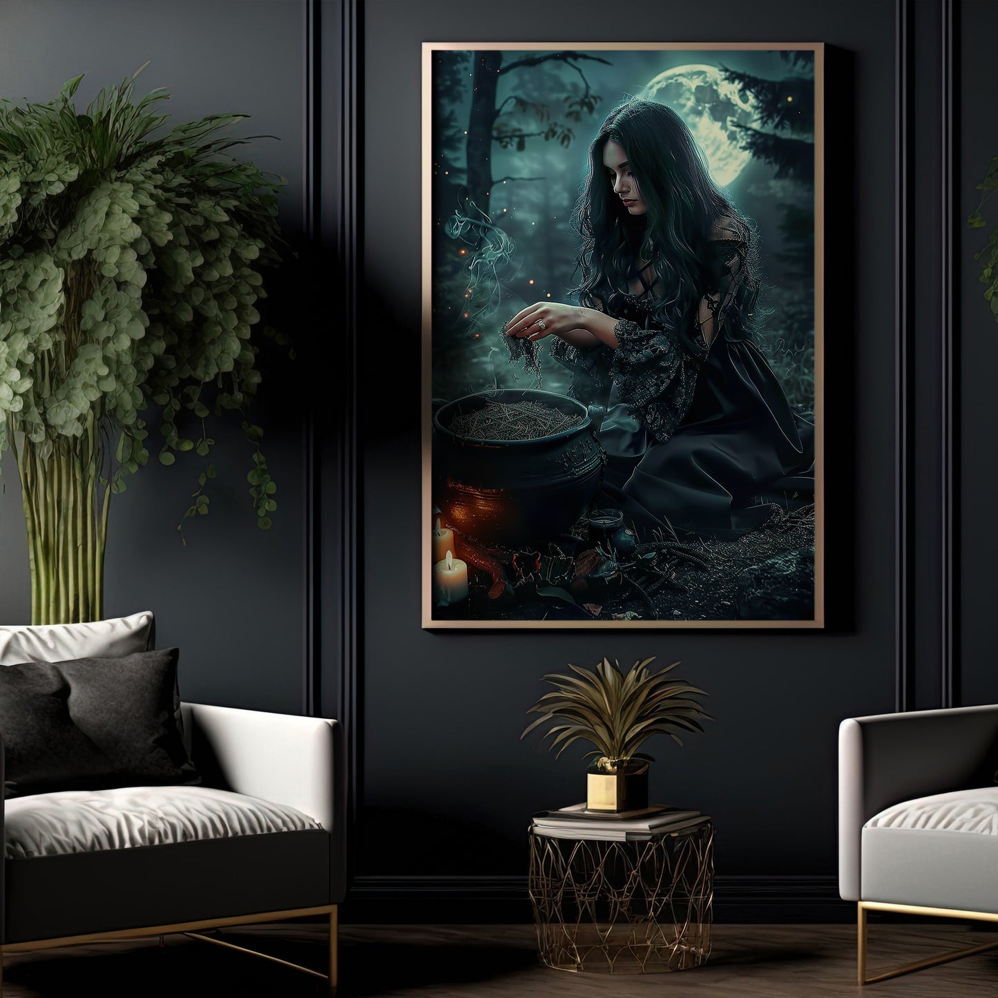 The Witch's Secret Halloween Canvas Painting, Spooky Season Wall Art Decor, Halloween Poster Gift For Witch Lovers