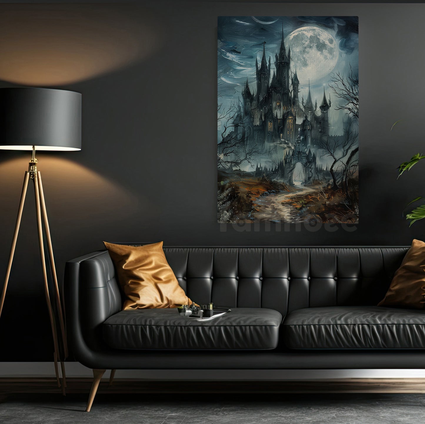 Halloween Canvas Painting, Haunted Castle Spooky Season Wall Art Decor, Halloween Poster Gift