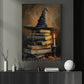 Witch Hat & Magic Books Canvas Painting, The Witch's Favorite Reading Corner Spooky Season Wall Art Decor, Halloween Poster Gift For Book Lover