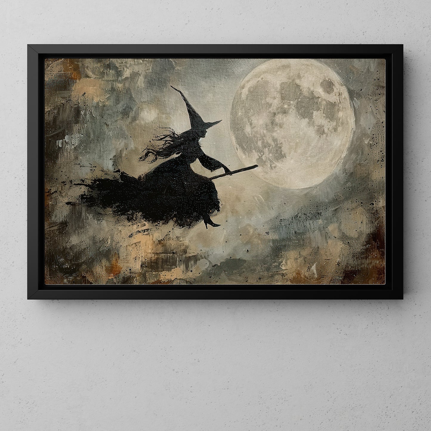 Shadow Dance In The Moonlight, Witch Canvas Painting, Spooky Season Wall Art Decor, Halloween Poster Gift For Witch Lovers