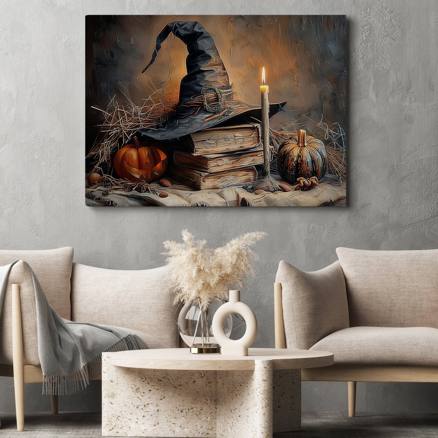 A Witch's Autumn Ritual, Witch Canvas Painting, Spooky Season Wall Art Decor, Halloween Poster Gift For Witch And Book Lovers