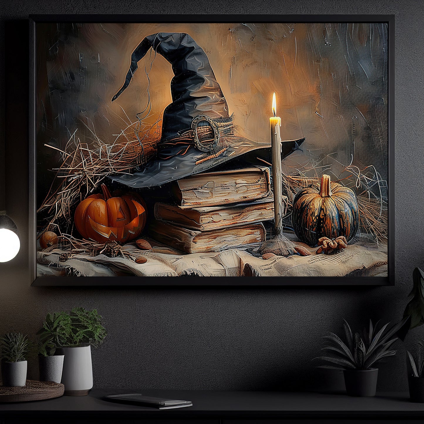 A Witch's Autumn Ritual, Witch Canvas Painting, Spooky Season Wall Art Decor, Halloween Poster Gift For Witch And Book Lovers