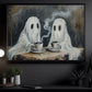 Spirits At The Coffee Table, Ghost Canvas Painting, Spooky Season Wall Art Decor, Halloween Poster Gift For Ghost Lovers