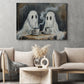 Spirits At The Coffee Table, Ghost Canvas Painting, Spooky Season Wall Art Decor, Halloween Poster Gift For Ghost Lovers