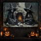 A Fireside Reunion, Witch Canvas Painting, Spooky Season Wall Art Decor, Halloween Poster Gift For Witch Lovers