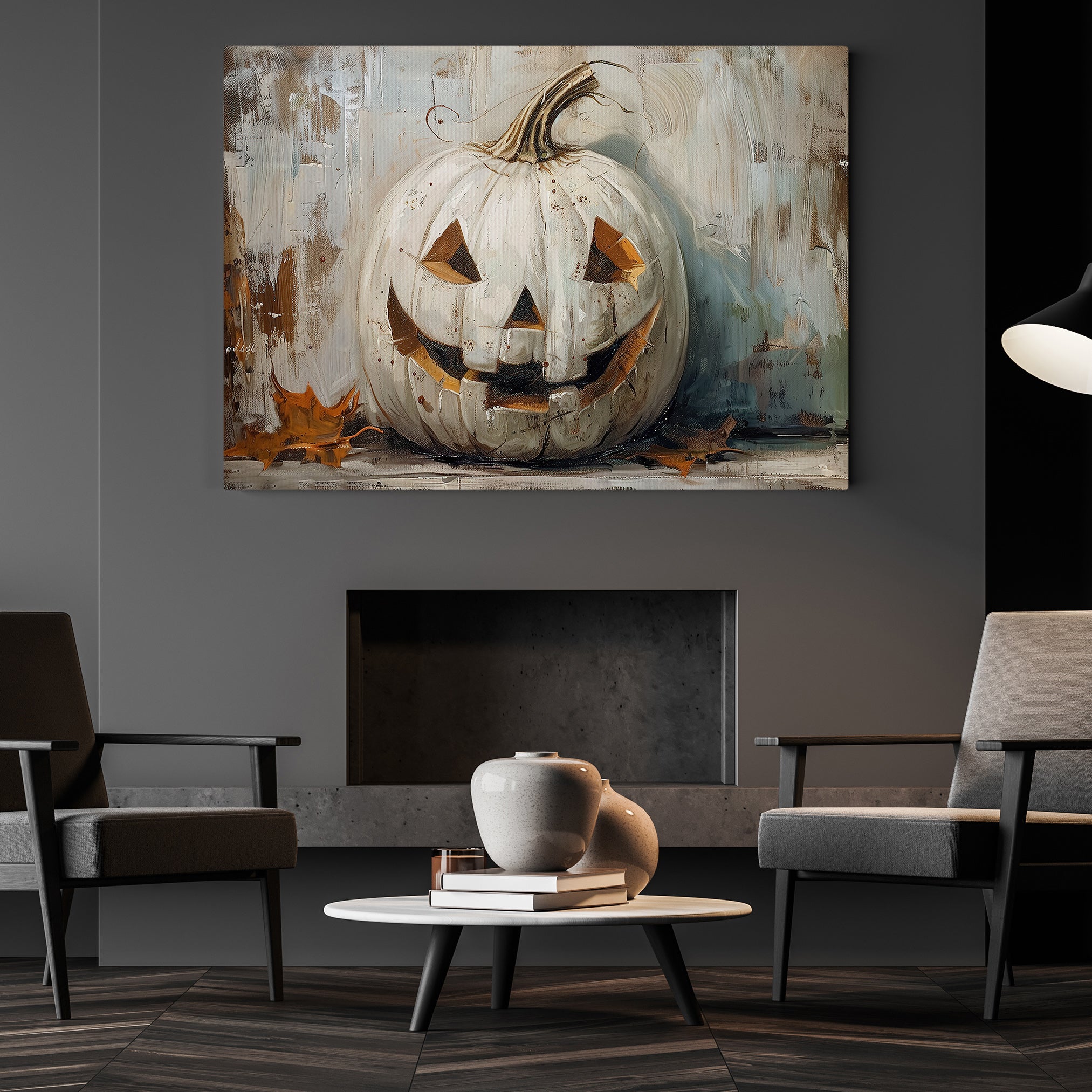 Pumpkins Smile, Autumn Canvas Painting, Spooky Season Wall Art Decor, –  Famhose