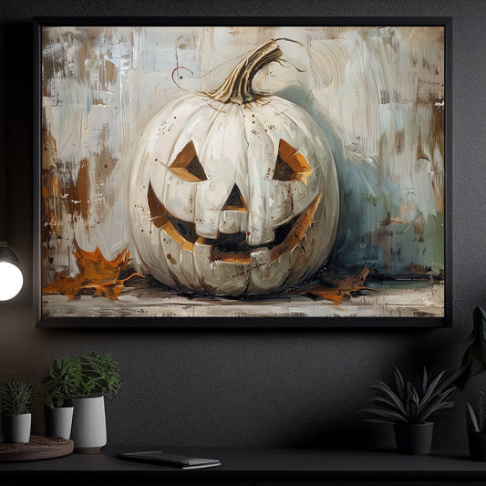 Pumpkins Smile, Autumn Canvas Painting, Spooky Season Wall Art Decor, Halloween Poster Gift For Pumpkins Lovers