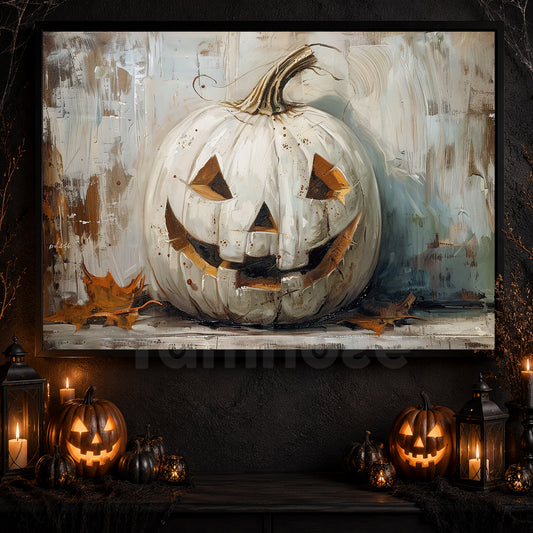 Pumpkins Smile, Autumn Canvas Painting, Spooky Season Wall Art Decor, Halloween Poster Gift For Pumpkins Lovers