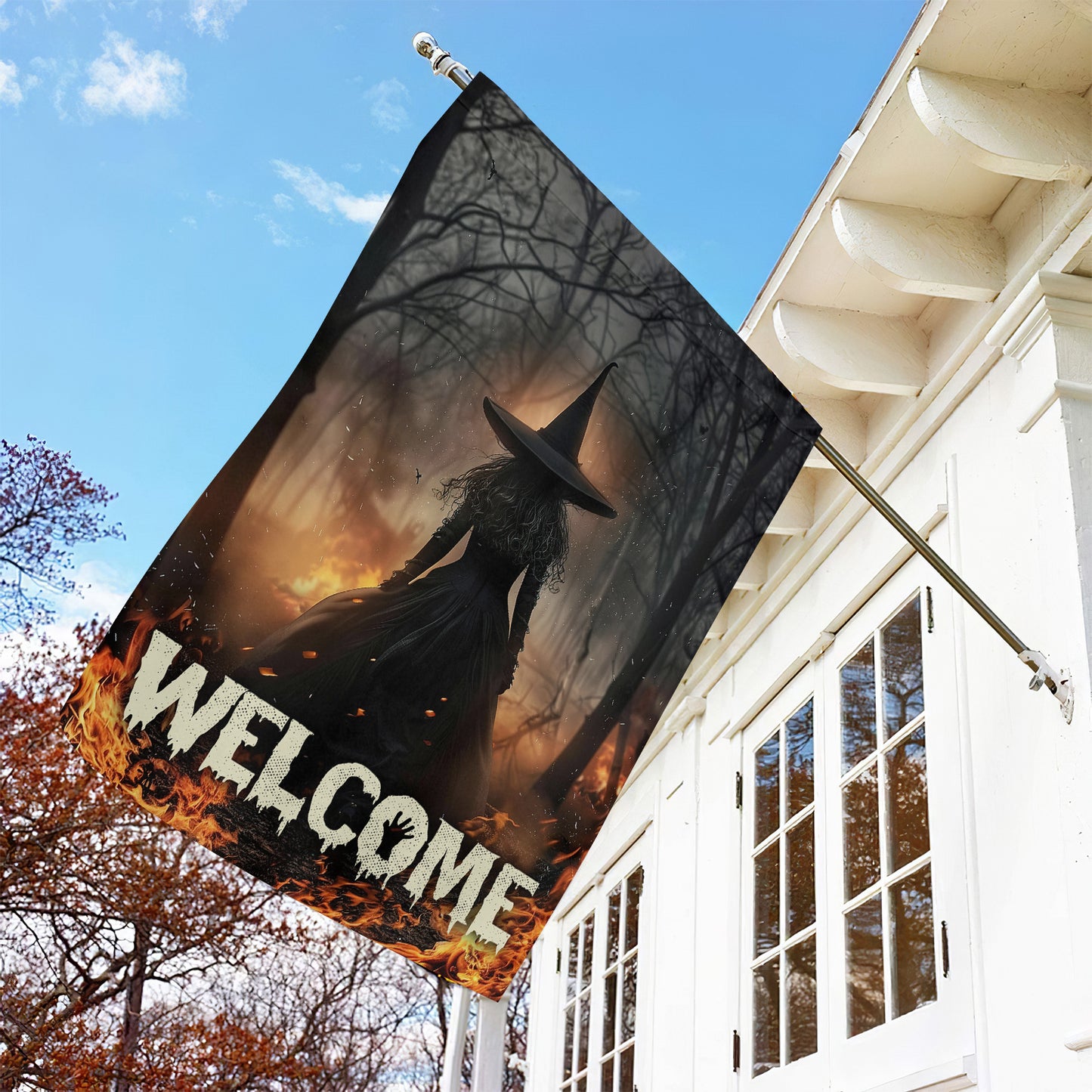 Witch In The Forest, Halloween Garden Flag & House Flag, Witch Outdoor Decor, Spooky Yard Decor Gift For Witch Lovers