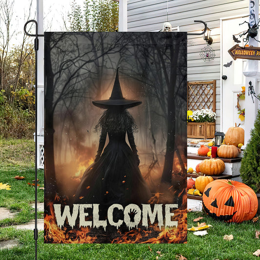 Witch In The Forest, Halloween Garden Flag & House Flag, Witch Outdoor Decor, Spooky Yard Decor Gift For Witch Lovers