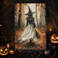 Autumn Whispering Witches, Witches Canvas Painting, Spooky Season Wall Art Decor, Halloween Poster Gift For Witch Lovers