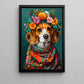 A Beagle's Blossom Portrait, Floral Victorian Beagle Canvas Painting, Victorian Animal Wall Art Decor, Poster Gift For Dog Lovers