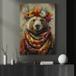 A Bear's Blossom Portrait, Floral Victorian Bear Canvas Painting, Victorian Animal Wall Art Decor, Poster Gift For Bear Lovers