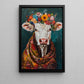 A Cow's Blossom Portrait, Floral Victorian Cow Canvas Painting, Victorian Animal Wall Art Decor, Poster Gift For Cow Lovers