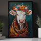 A Cow's Blossom Portrait, Floral Victorian Cow Canvas Painting, Victorian Animal Wall Art Decor, Poster Gift For Cow Lovers