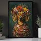 A Dachshund's Blossom Portrait, Floral Victorian Dachshund Canvas Painting, Victorian Animal Wall Art Decor, Poster Gift For Dachshund Dog Lovers