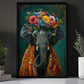 A Elephant's Blossom Portrait, Floral Victorian Elephant Canvas Painting, Victorian Animal Wall Art Decor, Poster Gift For Elephant Lovers