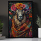 A Goat's Blossom Portrait, Floral Victorian Goat Canvas Painting, Victorian Animal Wall Art Decor, Poster Gift For Goat Lovers