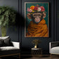 A Monkey's Blossom Portrait, Floral Victorian Monkey Canvas Painting, Victorian Animal Wall Art Decor, Poster Gift For Monkey Lovers