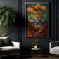 A Tiger's Blossom Portrait, Floral Victorian Tiger Canvas Painting, Victorian Animal Wall Art Decor, Poster Gift For Tiger Lovers