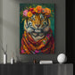 A Tiger's Blossom Portrait, Floral Victorian Tiger Canvas Painting, Victorian Animal Wall Art Decor, Poster Gift For Tiger Lovers