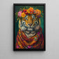 A Tiger's Blossom Portrait, Floral Victorian Tiger Canvas Painting, Victorian Animal Wall Art Decor, Poster Gift For Tiger Lovers