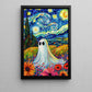 A Haunting In The Starry Blossoms, Van Gogh Canvas Painting, Spooky Season Wall Art Decor, Halloween Poster Gift For Ghost Lovers