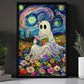 Ghostly Tales In A Starry Wonderland, Van Gogh Canvas Painting, Spooky Season Wall Art Decor, Halloween Poster Gift For Ghost Lovers