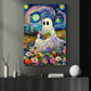 Ghostly Tales In A Starry Wonderland, Van Gogh Canvas Painting, Spooky Season Wall Art Decor, Halloween Poster Gift For Ghost Lovers