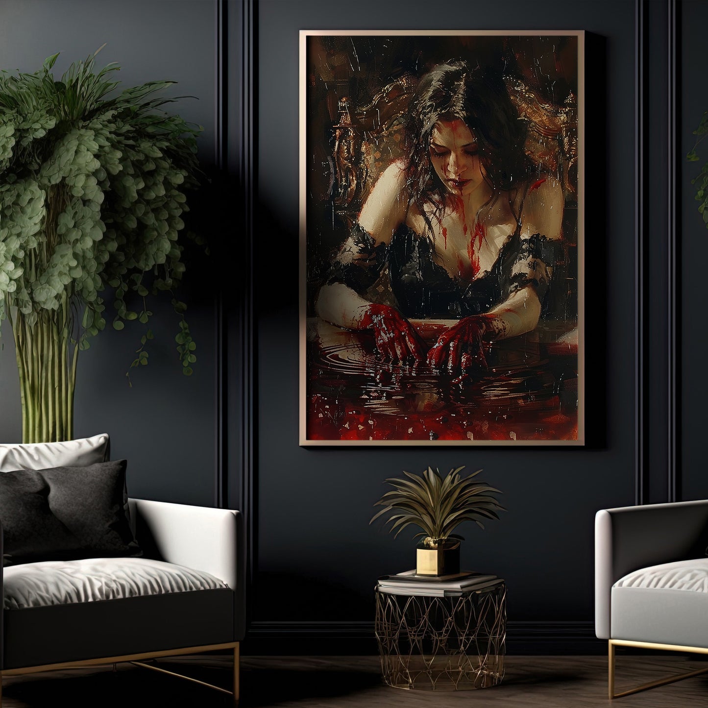 The Blood Maiden's Ritual, Mystery Canvas Painting, Spooky Season Wall Art Decor, Halloween Poster Gift For Womans