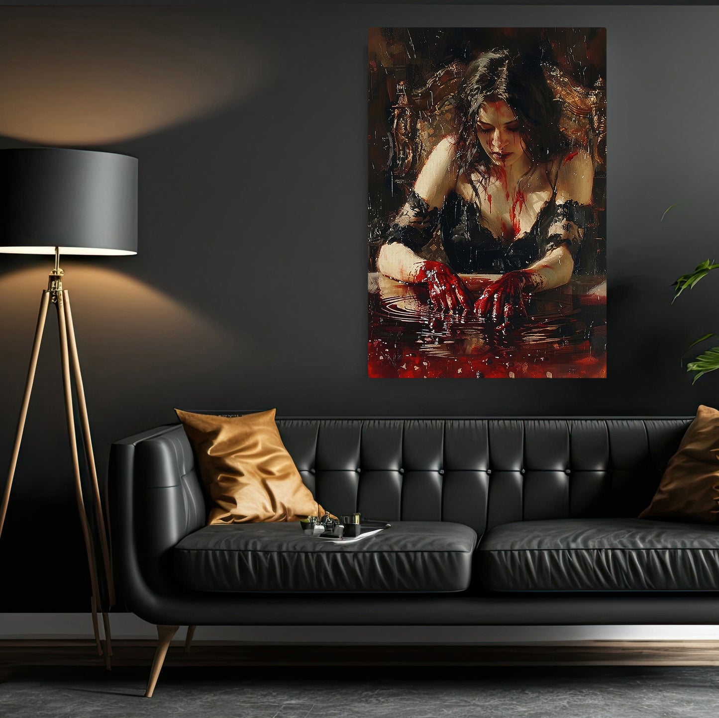 The Blood Maiden's Ritual, Mystery Canvas Painting, Spooky Season Wall Art Decor, Halloween Poster Gift For Womans