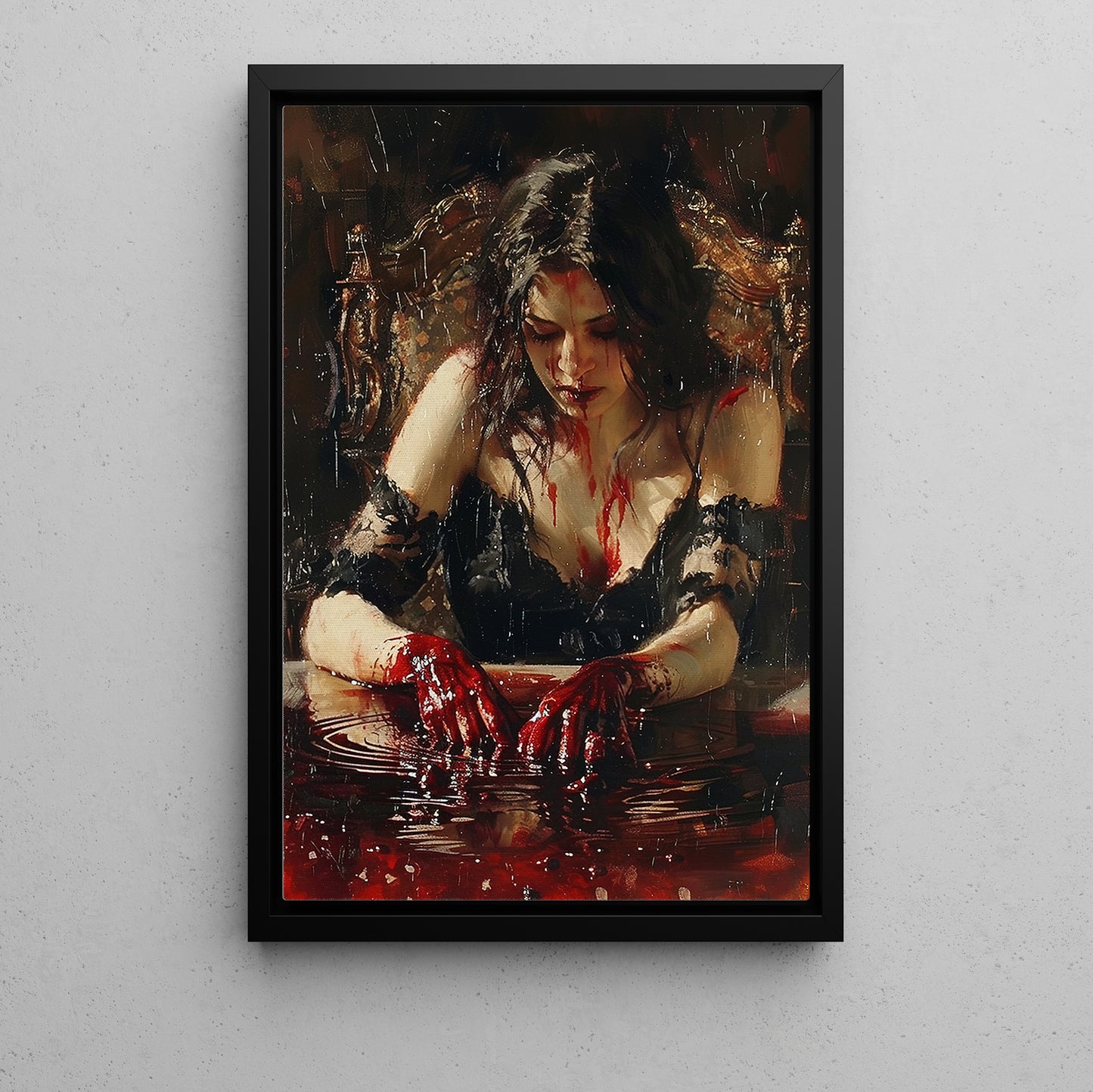 The Blood Maiden's Ritual, Mystery Canvas Painting, Spooky Season Wall Art Decor, Halloween Poster Gift For Womans