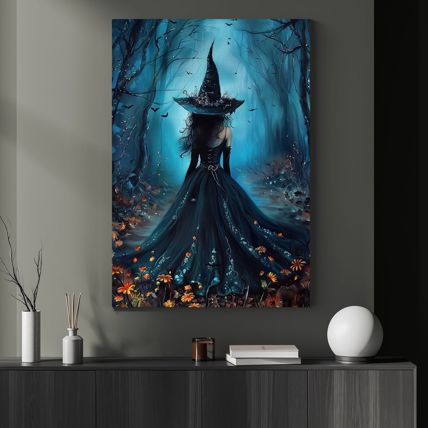 The Witch's Path, Witch Canvas Painting, Spooky Season Wall Art Decor, Halloween Poster Gift For Witch Lovers