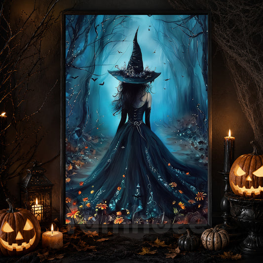 The Witch's Path, Witch Canvas Painting, Spooky Season Wall Art Decor, Halloween Poster Gift For Witch Lovers