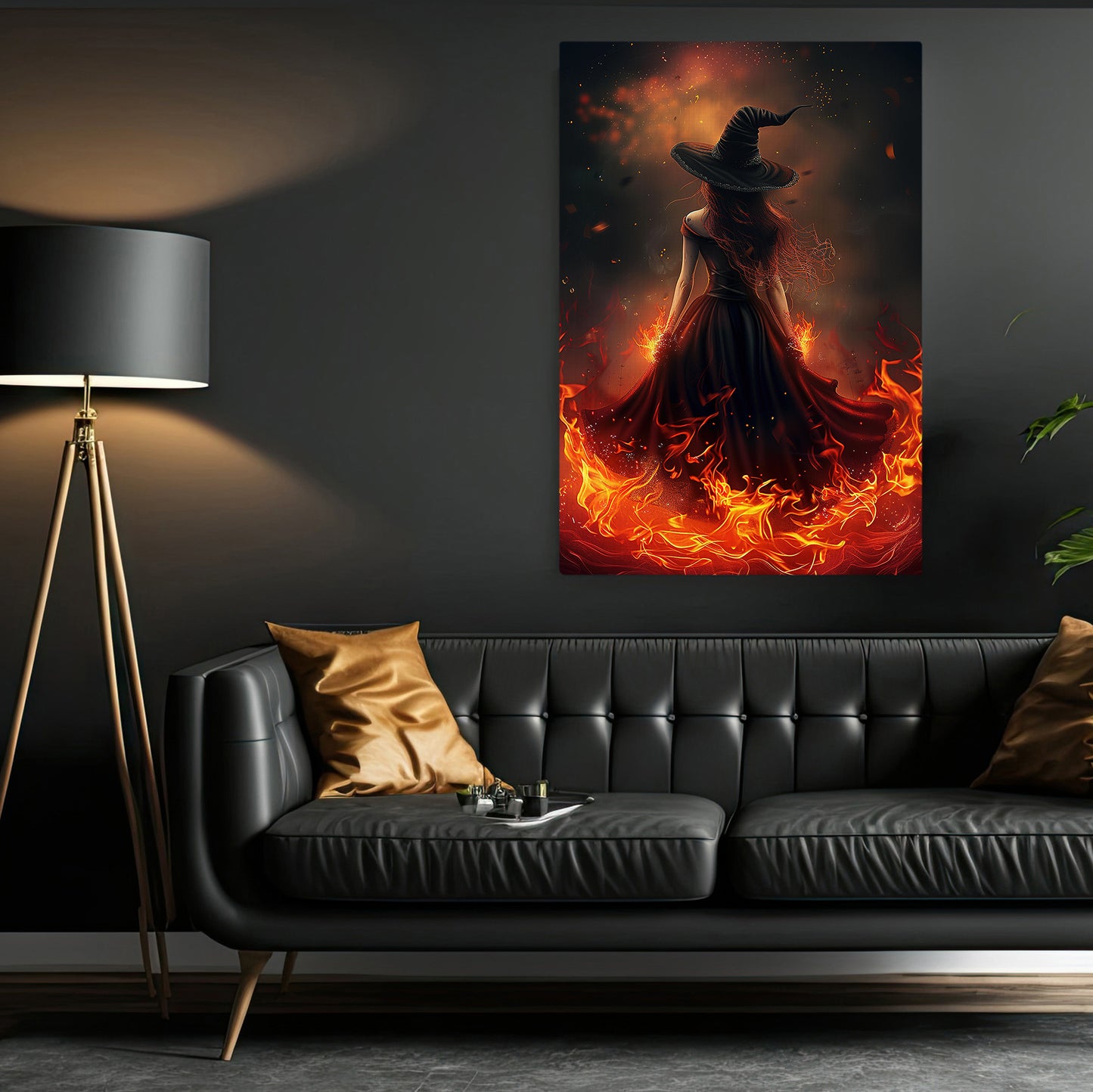 Inferno Enchantress, Witches Canvas Painting, Spooky Season Wall Art Decor, Halloween Poster Gift For Witch Lovers