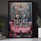 Skeletons In Love, Couple Canvas Painting, Spooky Season Wall Art Decor, Halloween Poster Gift For Skull Lovers