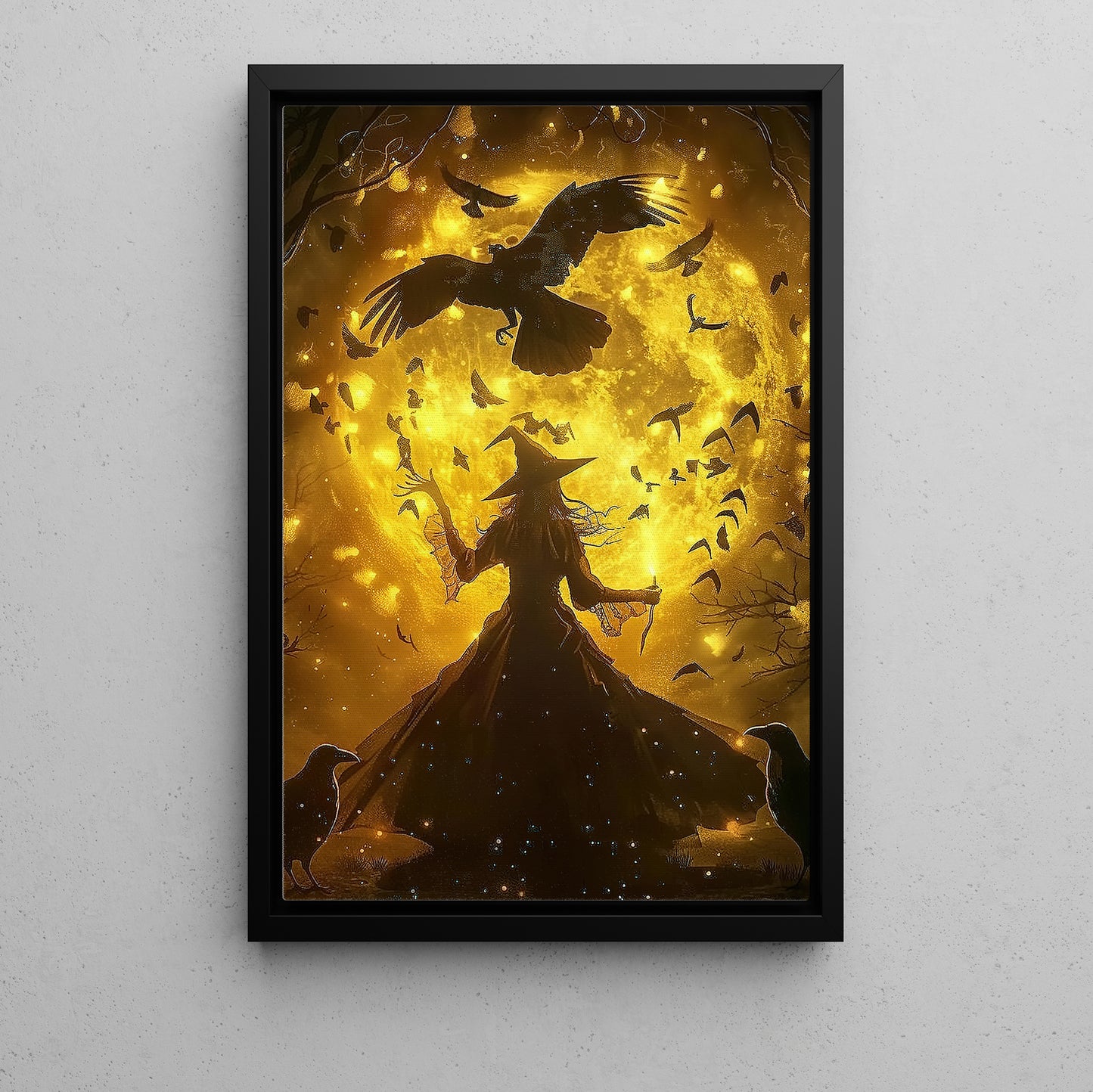 Summoning The Night, Witches Canvas Painting, Spooky Season Wall Art Decor, Halloween Poster Gift For Witch Lovers