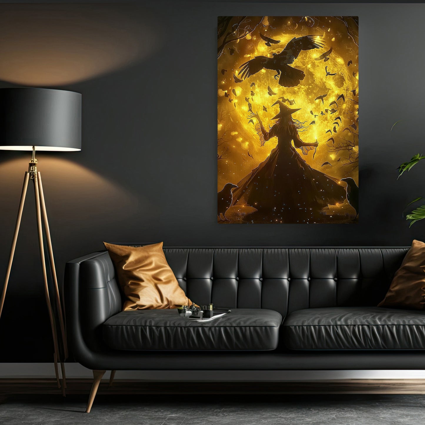 Summoning The Night, Witches Canvas Painting, Spooky Season Wall Art Decor, Halloween Poster Gift For Witch Lovers