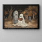 Funny Halloween Ghost Canvas Painting, Final Read In Peace Wall Art Decor, Spooky Season Poster Gift For Ghost Lovers