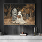 Funny Halloween Ghost Canvas Painting, Final Read In Peace Wall Art Decor, Spooky Season Poster Gift For Ghost Lovers