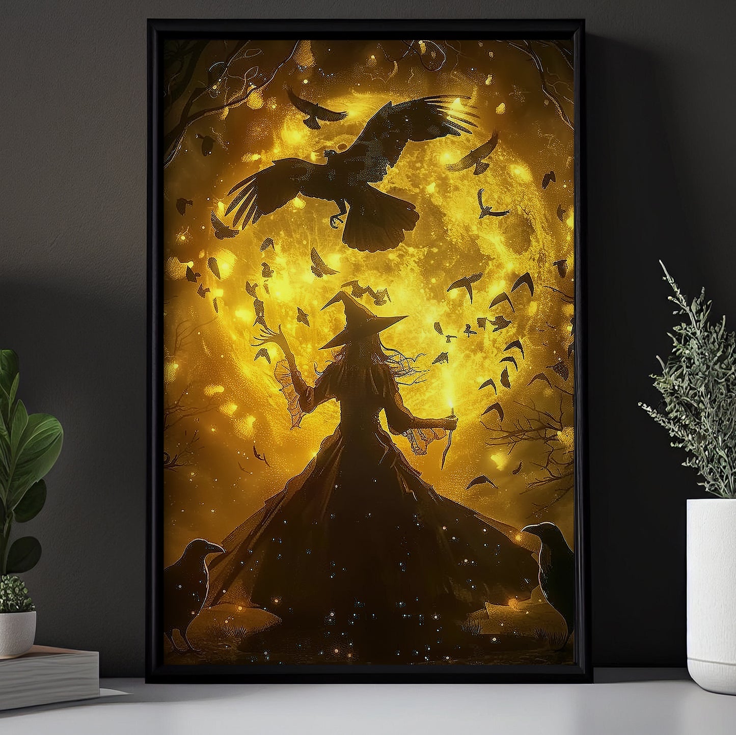 Summoning The Night, Witches Canvas Painting, Spooky Season Wall Art Decor, Halloween Poster Gift For Witch Lovers