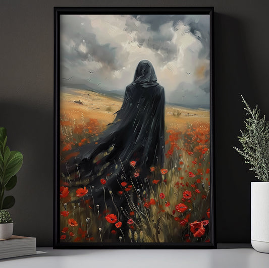 Through The Fields Of Red, Witches Canvas Painting, Spooky Season Wall Art Decor, Halloween Poster Gift For Witch Lovers