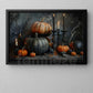 Halloween Candle And Pumpkin Canvas Painting, The Witch's Harvest Table Spooky Season Wall Art Decor, Halloween Poster Gift For Pumpkins Lover