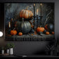 Halloween Candle And Pumpkin Canvas Painting, The Witch's Harvest Table Spooky Season Wall Art Decor, Halloween Poster Gift For Pumpkins Lover