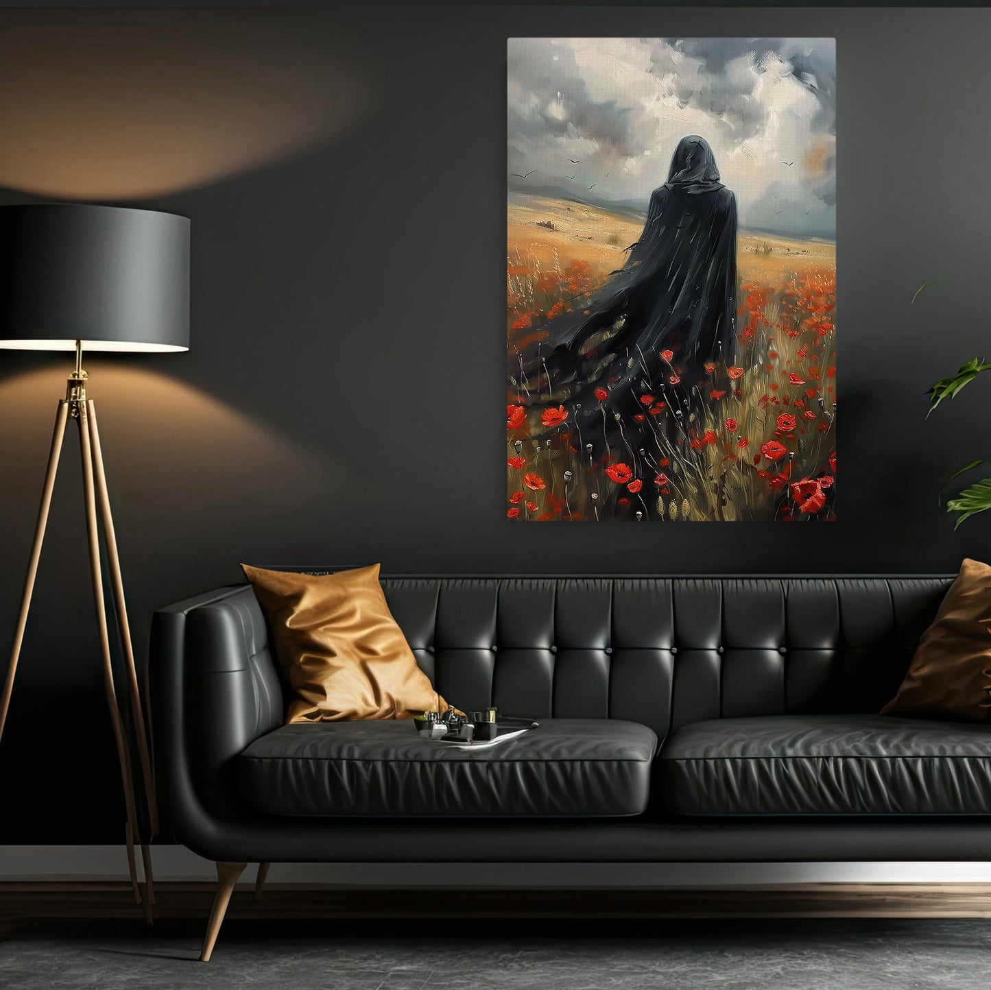 Through The Fields Of Red, Witches Canvas Painting, Spooky Season Wall Art Decor, Halloween Poster Gift For Witch Lovers