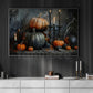 Halloween Candle And Pumpkin Canvas Painting, The Witch's Harvest Table Spooky Season Wall Art Decor, Halloween Poster Gift For Pumpkins Lover