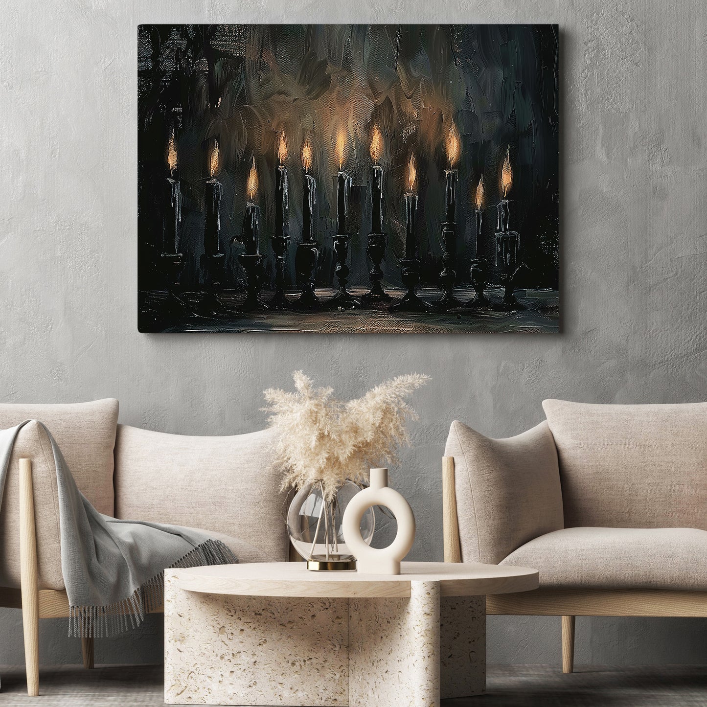 Echoes Of Light, Candle Canvas Painting, Spooky Season Wall Art Decor, Halloween Poster Gift For Candle Lovers