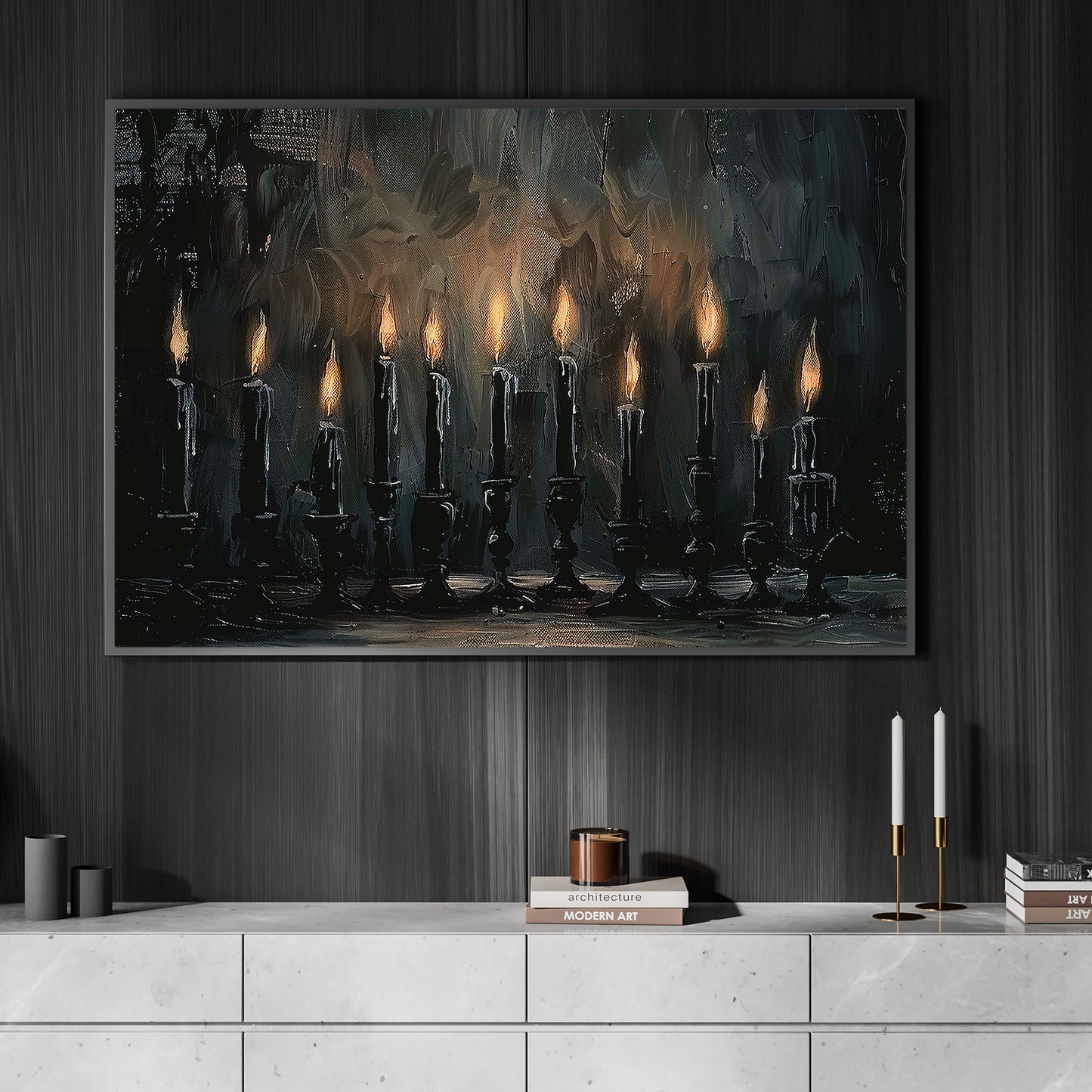 Echoes Of Light, Candle Canvas Painting, Spooky Season Wall Art Decor, Halloween Poster Gift For Candle Lovers